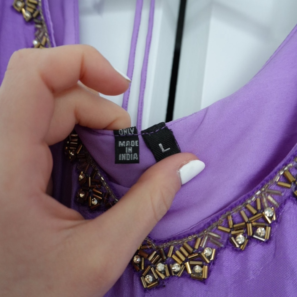 Only Purple Anarkali Kurta with Gold Embellishment - Picture 6 of 9